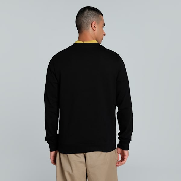CLASSICS Textured Men's Crew-Neck Slim Fit Sweatshirt, PUMA Black, extralarge-IND