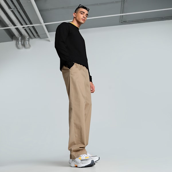 CLASSICS Textured Men's Crew-Neck Slim Fit Sweatshirt, PUMA Black, extralarge-IND