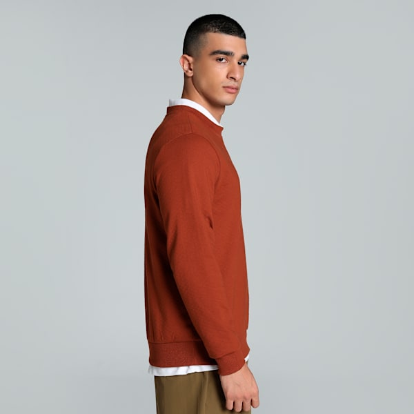 CLASSICS Textured Men's Crew-Neck Slim Fit Sweatshirt, Mars Red, extralarge-IND
