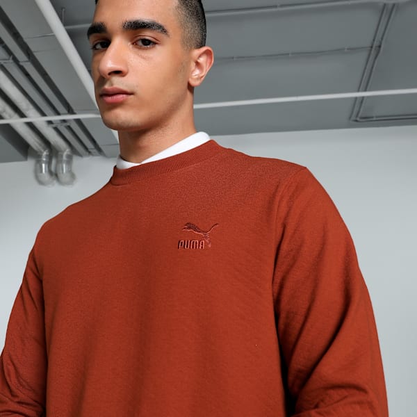 CLASSICS Textured Men's Crew-Neck Slim Fit Sweatshirt, Mars Red, extralarge-IND