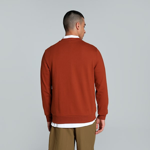 CLASSICS Textured Men's Crew-Neck Slim Fit Sweatshirt, Mars Red, extralarge-IND