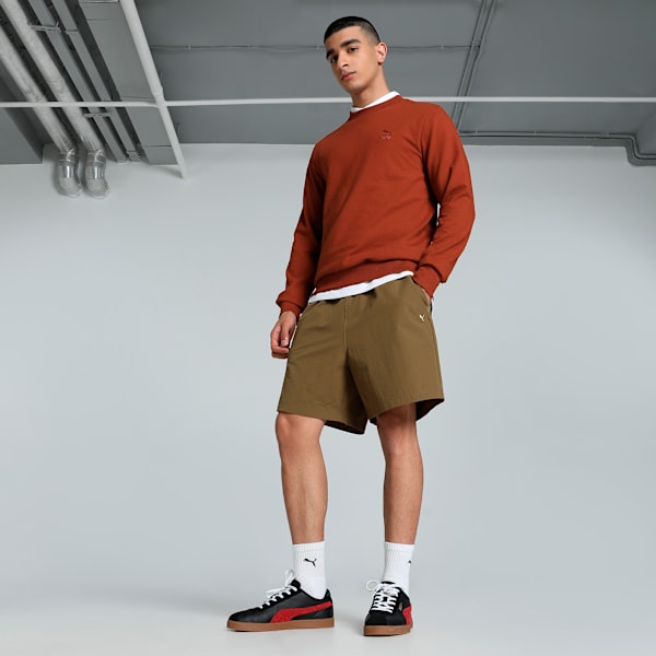 CLASSICS Textured Men's Crew-Neck Slim Fit Sweatshirt, Mars Red, extralarge-IND