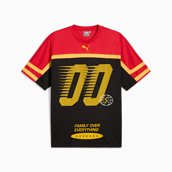Camiseta de básquetbol para hombre Scoot Trail Blazing, PUMA Black-For All Time Red, extralarge