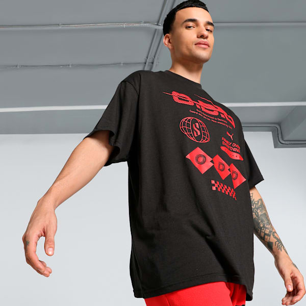 Scoots Trail Blazing Men's Oversized Fit Basketball Tee, PUMA Black, extralarge-IND