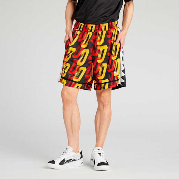 メンズ バスケットボール シグネチャー トレイル BLAZING オール プロ ショーツ, PUMA Black-AOP, extralarge-JPN