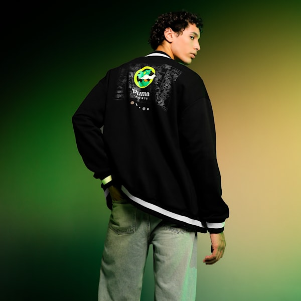 SUPER Men's Relaxed Fit Baseball Jacket, PUMA Black, extralarge-IND