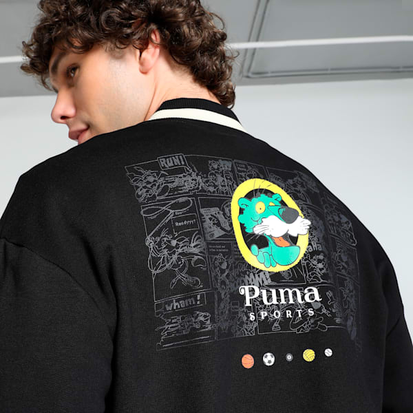SUPER Men's Relaxed Fit Baseball Jacket, PUMA Black, extralarge-IND