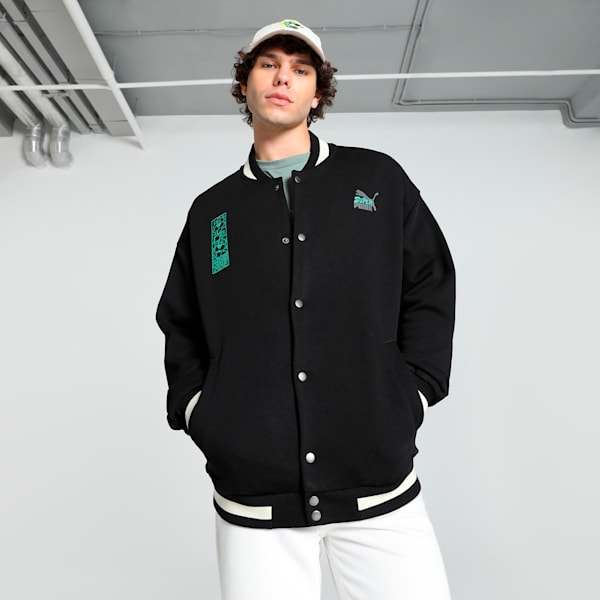 SUPER Men's Relaxed Fit Baseball Jacket, PUMA Black, extralarge-IND