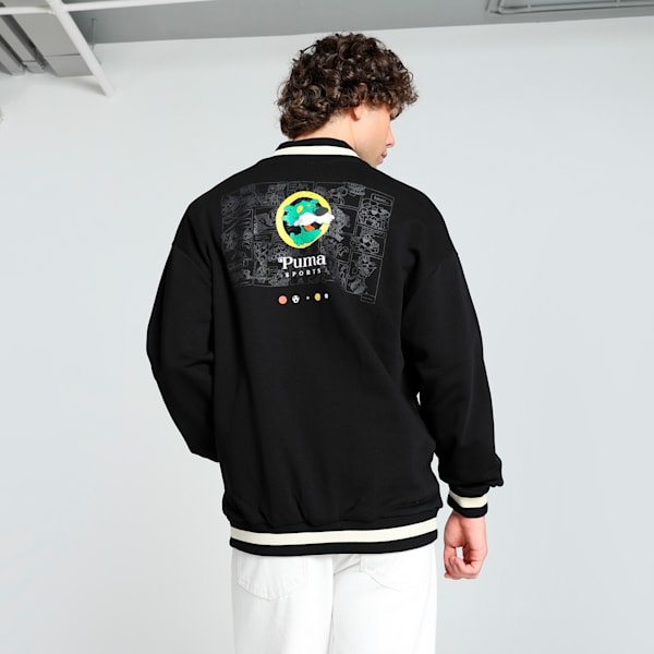 SUPER Men's Relaxed Fit Baseball Jacket, PUMA Black, extralarge-IND