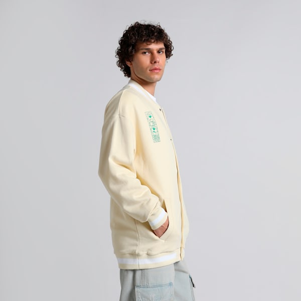 SUPER Men's Relaxed Fit Baseball Jacket, Creamy Vanilla, extralarge-IND