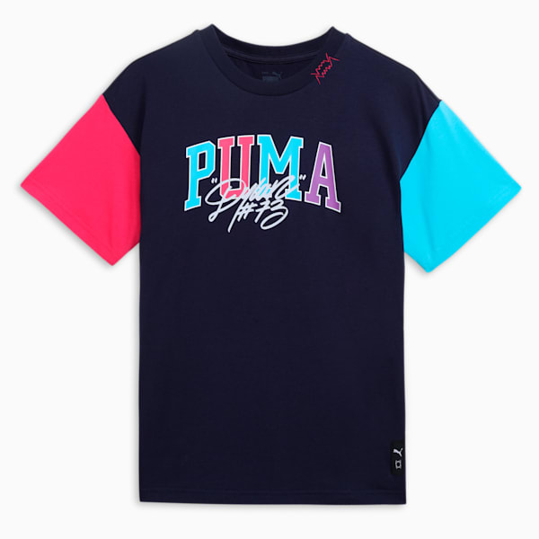 BASKETBALL Dylan Boy's Relaxed Fit T-shirt, PUMA Navy, extralarge-IND