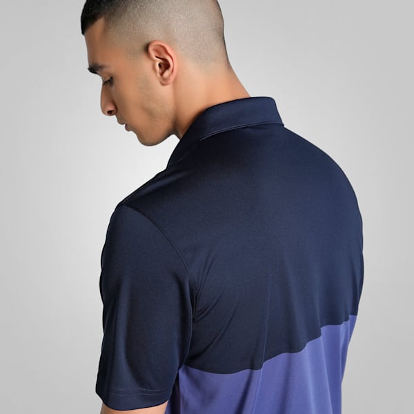 Pure 2.0 Colourblock Men's Golf Polo, Blue Crystal-Deep Navy, extralarge-IND