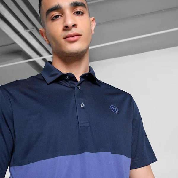 Pure 2.0 Colourblock Men's Golf Polo, Blue Crystal-Deep Navy, extralarge-IND