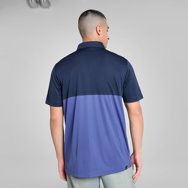 Pure 2.0 Colourblock Men's Golf Polo, Blue Crystal-Deep Navy, extralarge-IND