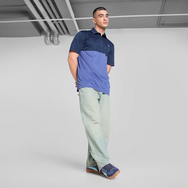 Pure 2.0 Colourblock Men's Golf Polo, Blue Crystal-Deep Navy, extralarge-IND
