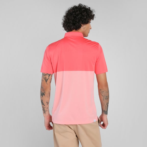 Pure 2.0 Colourblock Men's Golf Polo, Peach Frost-Pink Fruit, extralarge-IND