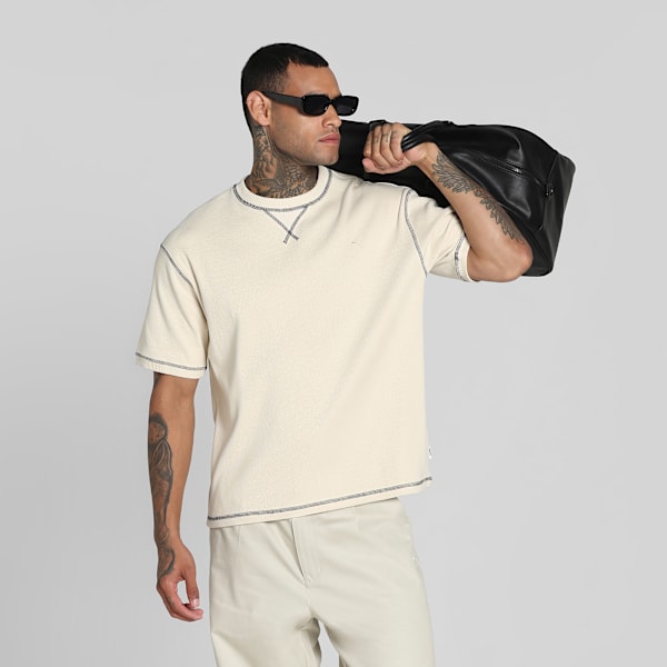 MMQ Men's Relaxed Fit Rib Tee, Alpine Snow, extralarge-IND