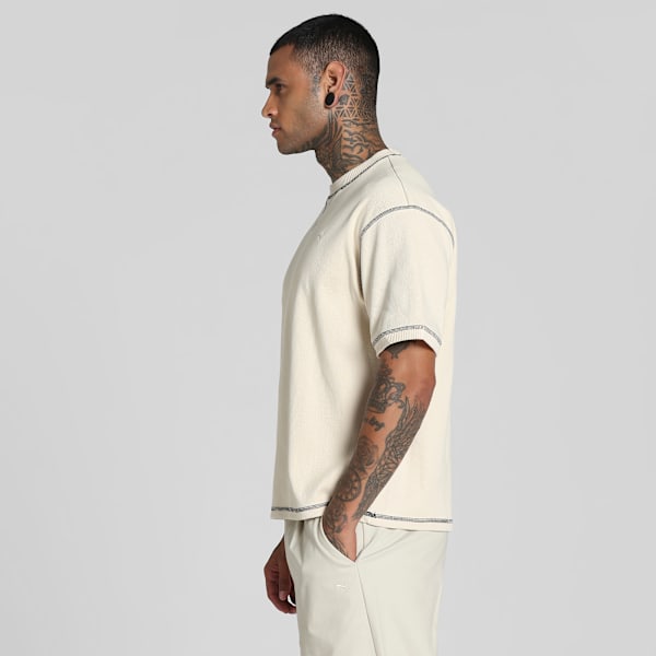 MMQ Men's Relaxed Fit Rib Tee, Alpine Snow, extralarge-IND