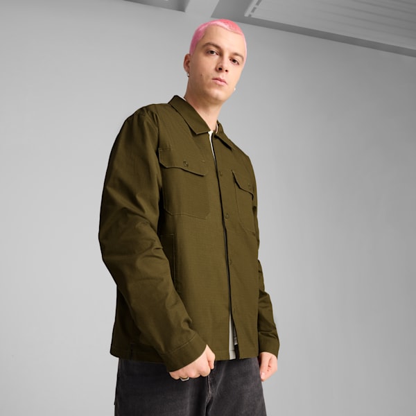 MMQ Ripstop Men's Relaxed Fit Overshirt, Olive Drab, extralarge-IND