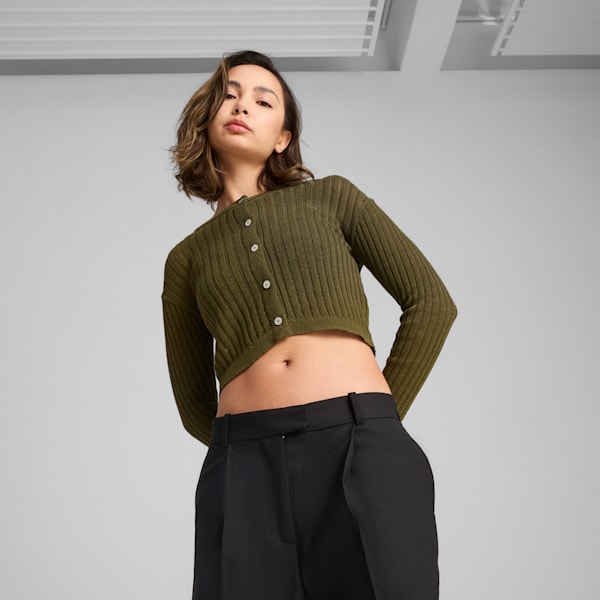 Saco tejido YONA para mujer, Olive Drab, extralarge