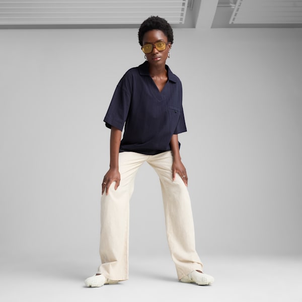 YONA Women's Oversized Polo, New Navy, extralarge