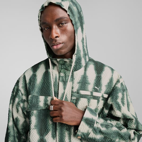 PALAIS ARTISAN Men's Seersucker Jacket, Green Moon, extralarge