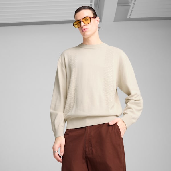 PALAIS ARTISAN Men's Crew-Neck Boxy Fit Sweatshirt, Alpine Snow, extralarge-IND