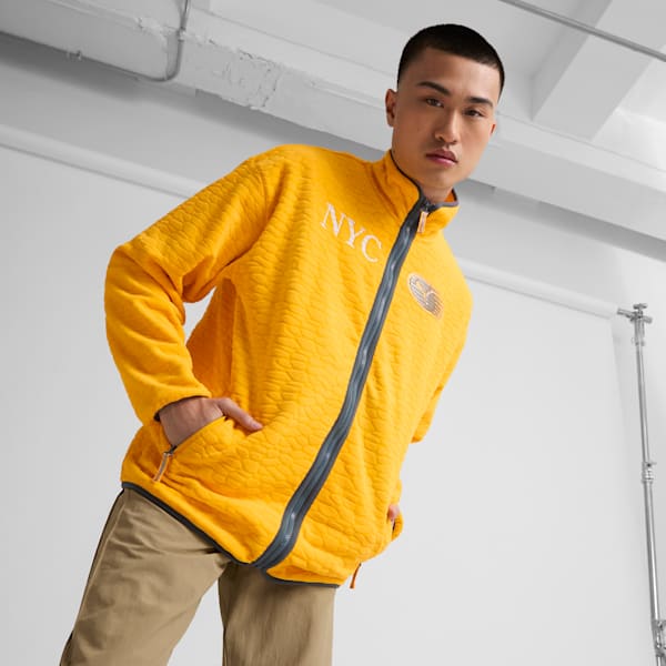 NYC Men's Fleece Jacket, Tangerine, extralarge