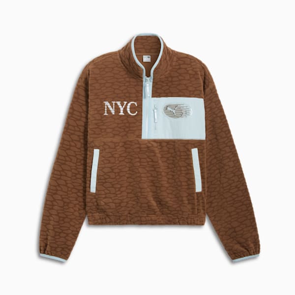 Polar con media cremallera para mujer NYC Long Run, Haute Coffee, extralarge