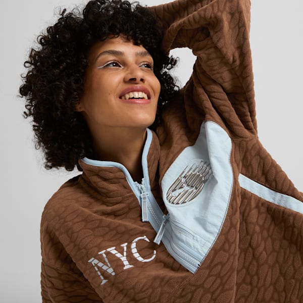 Polar con media cremallera para mujer NYC Long Run, Haute Coffee, extralarge