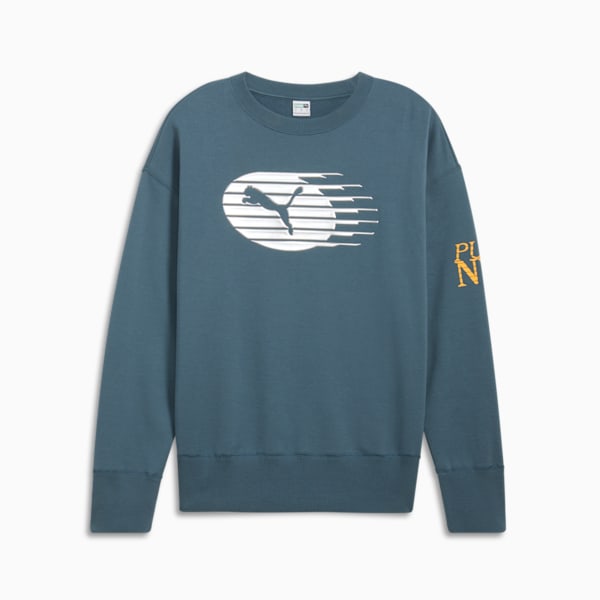 Sudadera con cuello redondo para mujer NYC Long Run, Gray Skies, extralarge