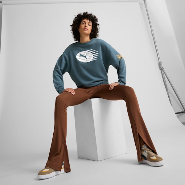 Sudadera con cuello redondo para mujer NYC Long Run, Gray Skies, extralarge