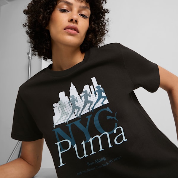 Camiseta corta para mujer NYC Long Run, PUMA Black, extralarge