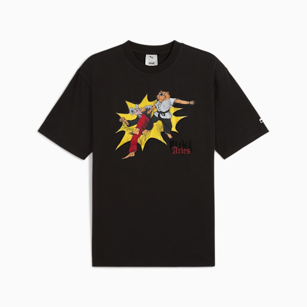 Playera estampada unisex PUMA x ARIES, PUMA Black, extralarge