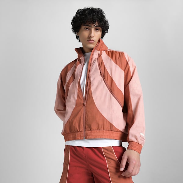 PUMA x KIDSUPER Men's Relaxed Fit Windbreaker, Pink Fruit, extralarge-IND