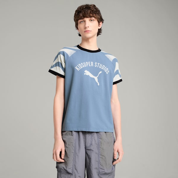 PUMA x KIDSUPER Men's Slim Fit Ringer Tee, Cool Blue, extralarge-IND