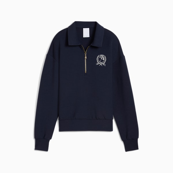 ウィメンズ ゴルフ PUMA x ARNOLD PALMER カラード クォータージップ トップス, Deep Navy, extralarge-JPN