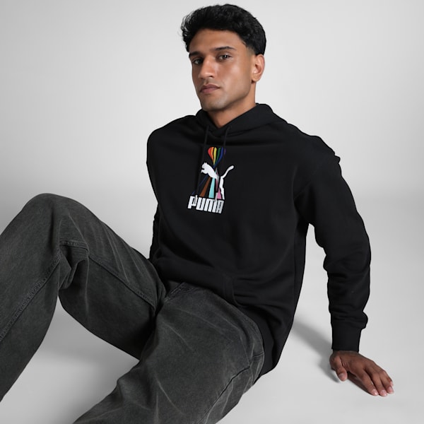 EQUAL LOVE CONFEDERATION Relaxed Fit Graphic Hoodie, PUMA Black, extralarge-IND