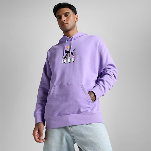 EQUAL LOVE CONFEDERATION Relaxed Fit Graphic Hoodie, Lavender Alert, extralarge-IND