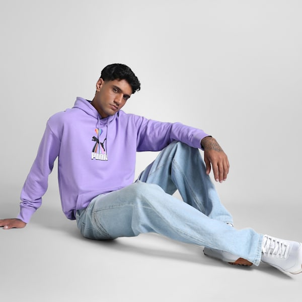 EQUAL LOVE CONFEDERATION Relaxed Fit Graphic Hoodie, Lavender Alert, extralarge-IND