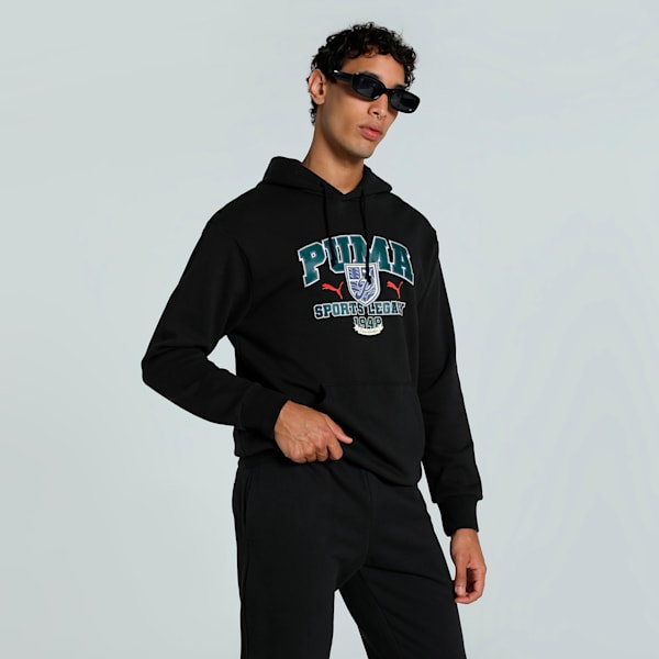 SPORTS LEGACY Graphic Men's Hoodie, PUMA Black, extralarge-IND