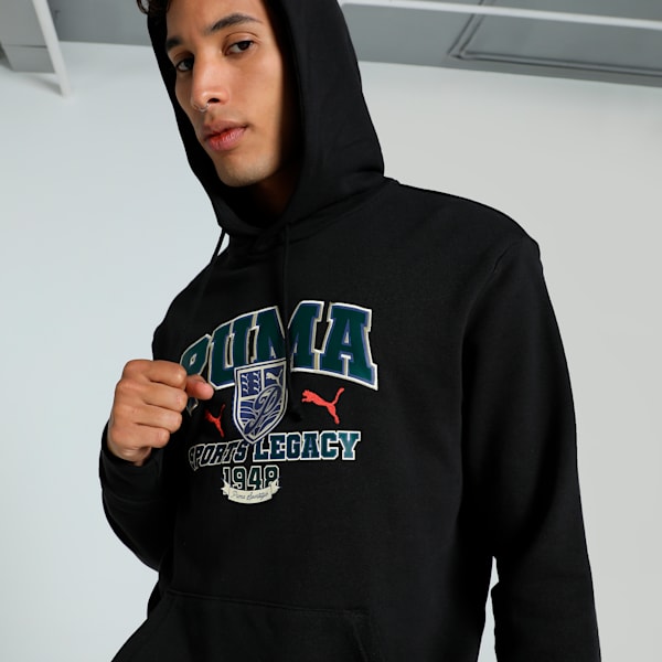SPORTS LEGACY Graphic Men's Hoodie, PUMA Black, extralarge-IND