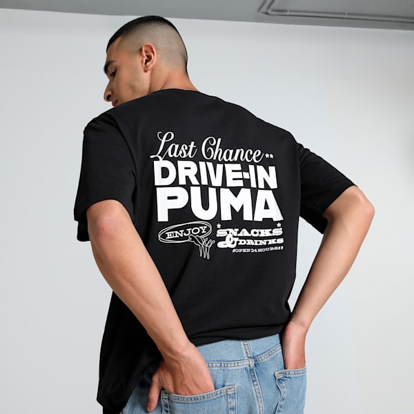 GRAPHICS Drive-In Men's Relaxed Fit Tee, PUMA Black, extralarge-IND