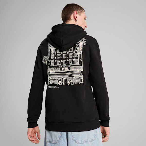 Sudadera con capucha para hombre PUMA Hotel GRAPHICS, PUMA Black, extralarge