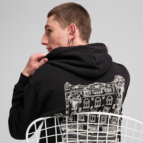 Sudadera con gorro Graphics PUMA Hotel para hombre, PUMA Black, extralarge