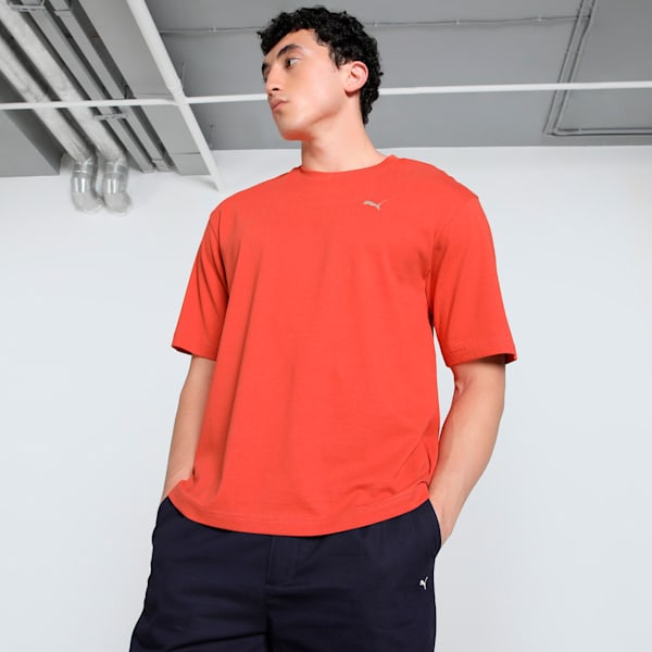 WARDROBE Essentials Men's Boxy Tee, Red Fire, extralarge-IND