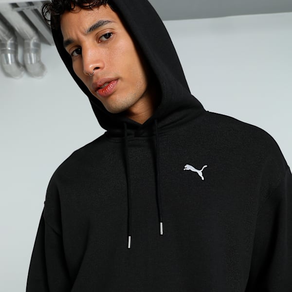 WARDROBE Essentials Men's Relaxed Fit Hoodie, PUMA Black, extralarge-IND