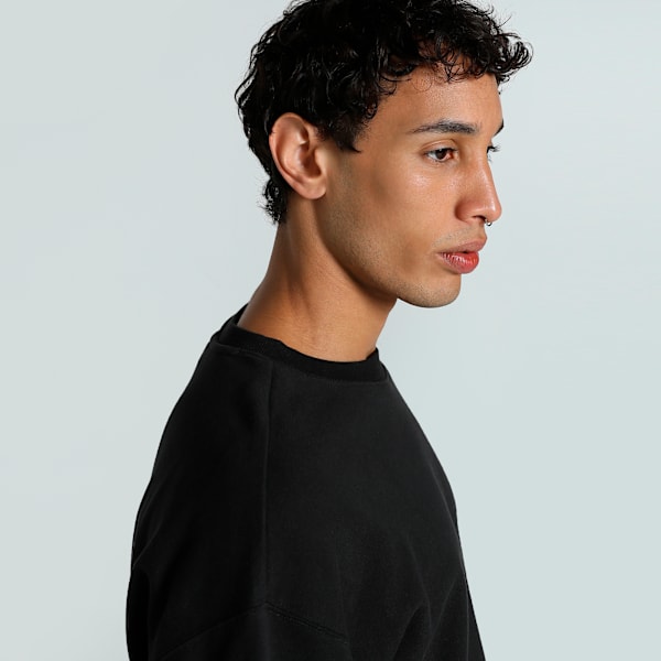WARDROBE Essentials Men's Relaxed Fit Crew-Neck Sweatshirt, PUMA Black, extralarge-IND