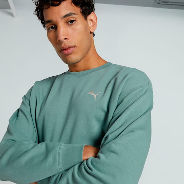 WARDROBE Essentials Men's Relaxed Fit Crew-Neck Sweatshirt, Green Moon, extralarge-IND