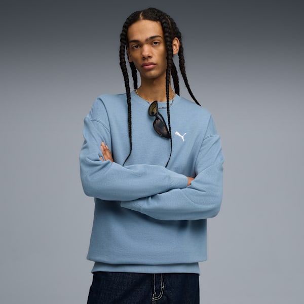 WARDROBE ESSENTIALS Men's Relaxed Crew, Cool Blue, extralarge